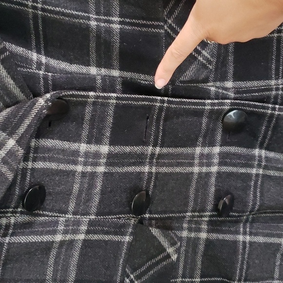 Apt 9 plaid wool coat, winter coat, Ruffle peplum hem gray black, fully lined. - Picture 5 of 9